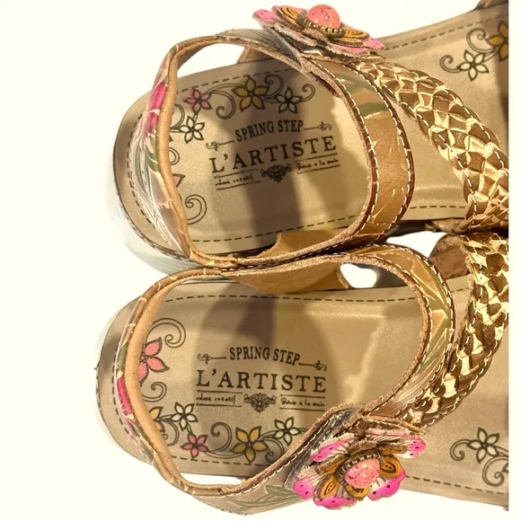 L'Artiste Brissa Sandals- Grey/Multicolor Butterfly Floral Print Women’s Sandals