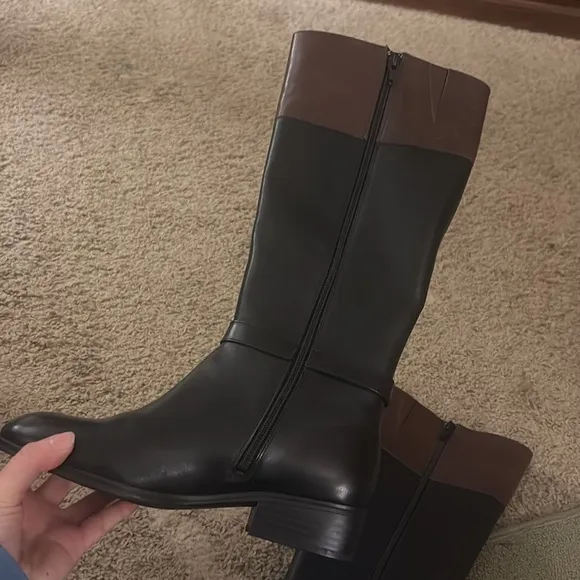 Lauren by Ralph Lauren Makaila Women's Brown/Black Polo Riding Boots Sz 7.5 EUC