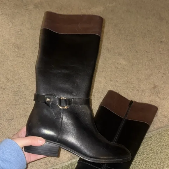 Lauren by Ralph Lauren Makaila Women's Brown/Black Polo Riding Boots Sz 7.5 EUC