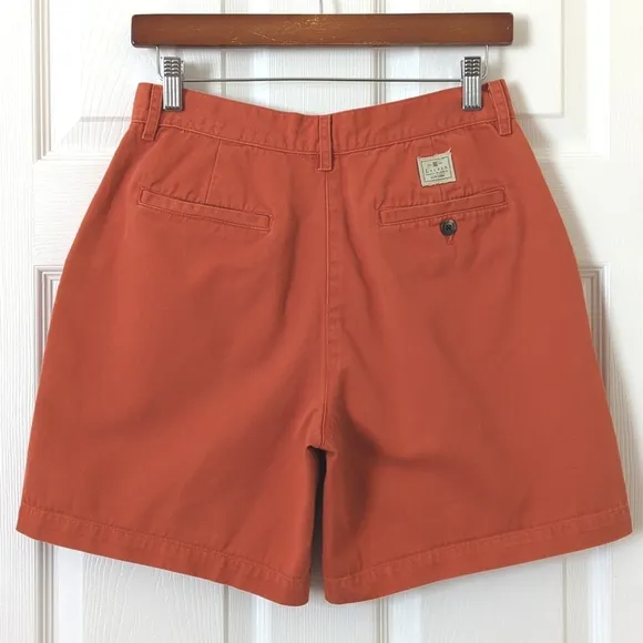 Lauren Ralph Lauren Classic Twill Cotton High Waisted Wide Leg Shorts Orange 4
