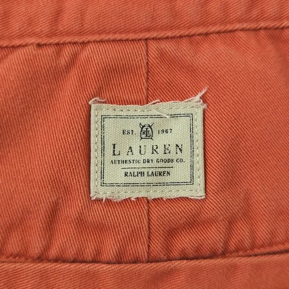 Lauren Ralph Lauren Classic Twill Cotton High Waisted Wide Leg Shorts Orange 4