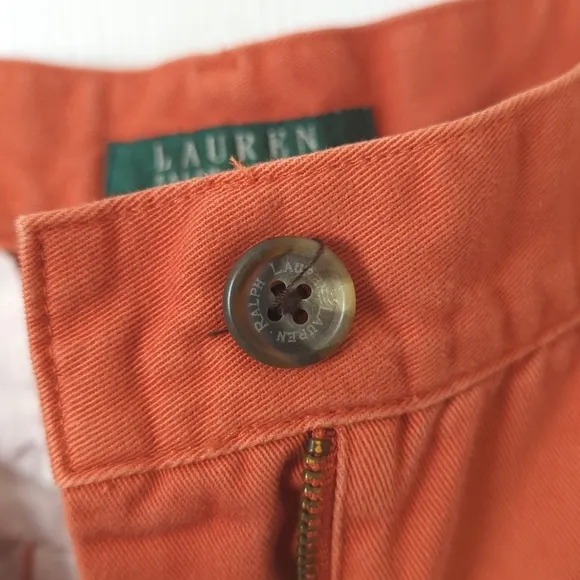 Lauren Ralph Lauren Classic Twill Cotton High Waisted Wide Leg Shorts Orange 4