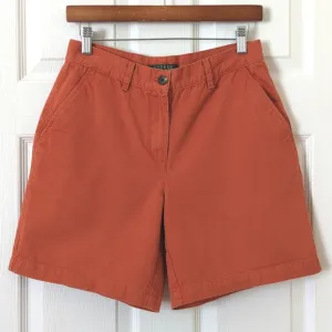 Lauren Ralph Lauren Classic Twill Cotton High Waisted Wide Leg Shorts Orange 4