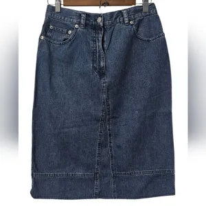 Lauren Ralph Lauren | High-Waisted Dark Wash Denim Midi Skirt