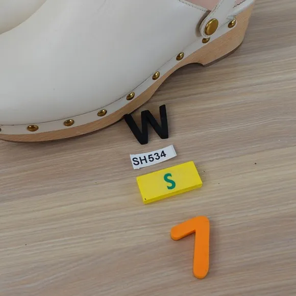 Leather Clogs Ankle Strap Shoes 8 J CREW Cream White Preppy Studded Convertible