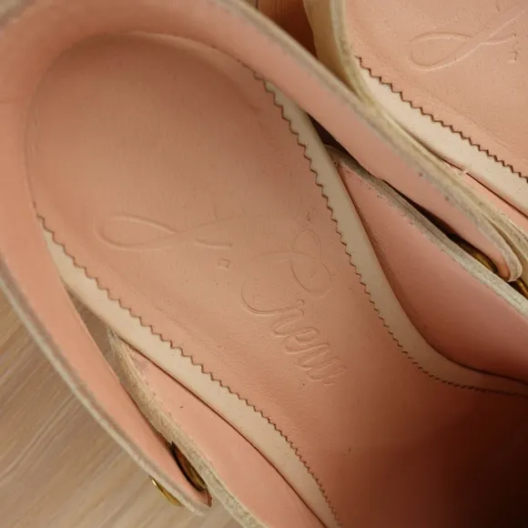 Leather Clogs Ankle Strap Shoes 8 J CREW Cream White Preppy Studded Convertible