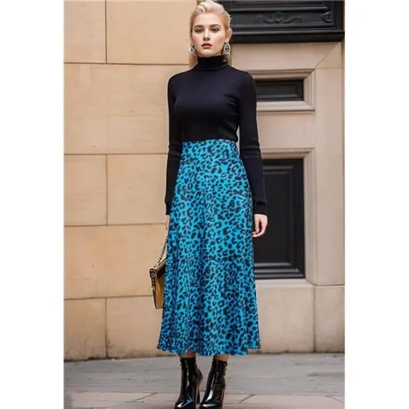 Leopard Skirt for Women Leopard Blue