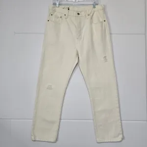 Levi's Premium 501 Original Cropped High Rise Straight Size Jeans 32 Off-White