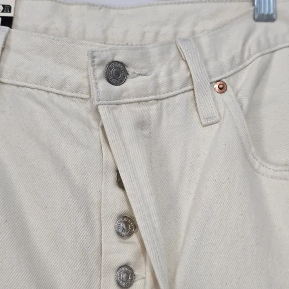 Levi's Premium 501 Original Cropped High Rise Straight Size Jeans 32 Off-White