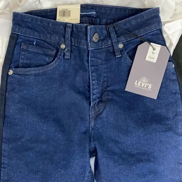 Levi's Made &amp; Crafted High Rise Skinny 721 Jeans With Knit Leg Trim 25/32 NWT