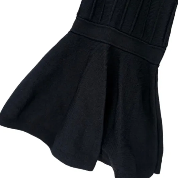 Lilly Pulitzer Brandi Black Onyx Ribbed Fit &amp; Flare Dress Bell Sleeves XL