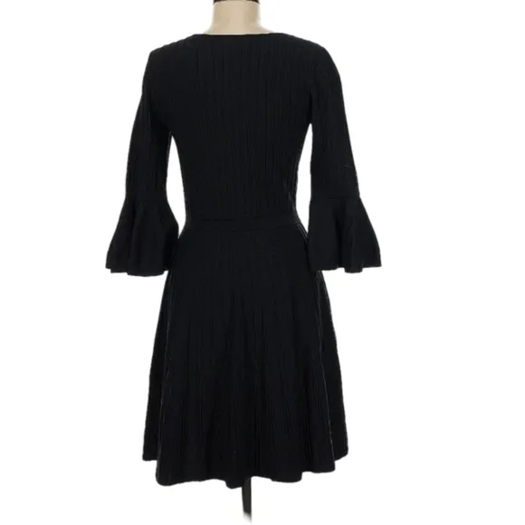Lilly Pulitzer Brandi Black Onyx Ribbed Fit &amp; Flare Dress Bell Sleeves XL