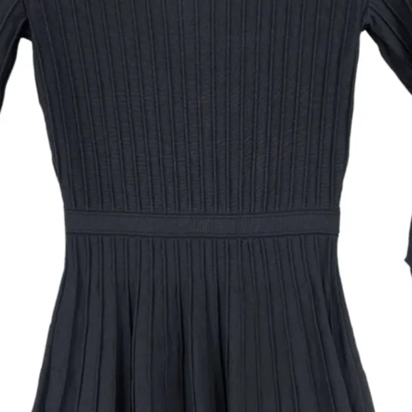 Lilly Pulitzer Brandi Black Onyx Ribbed Fit &amp; Flare Dress Bell Sleeves XL