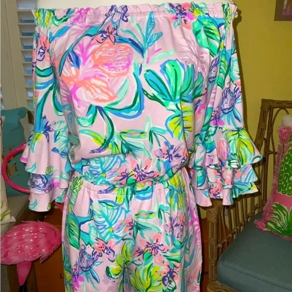 Lilly Pulitzer NWT Calla Romper Tint Mermaid In The Shade $138 Size XXS