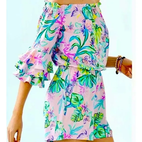 Lilly Pulitzer NWT Calla Romper Tint Mermaid In The Shade $138 Size XXS