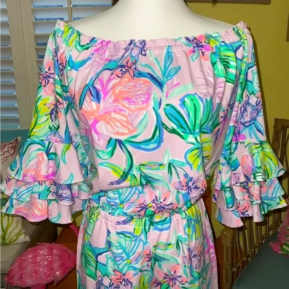 Lilly Pulitzer NWT Calla Romper Tint Mermaid In The Shade $138 Size XXS
