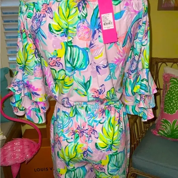 Lilly Pulitzer NWT Calla Romper Tint Mermaid In The Shade $138 Size XXS