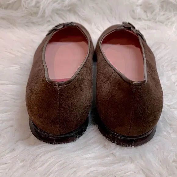LILLYPulitzer Women's Ballet Flats Leather Suede Shoes Flower detail NWOT 7.5
