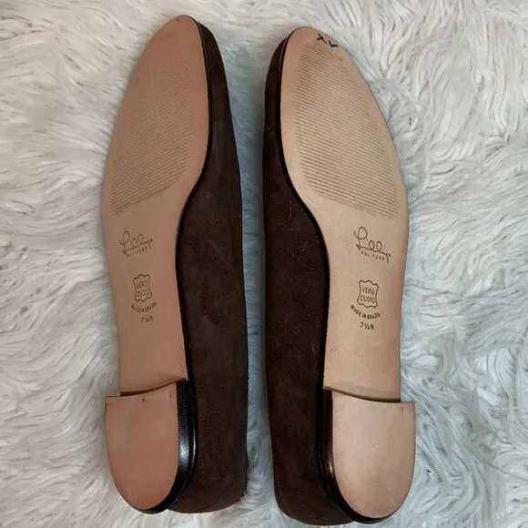 LILLYPulitzer Women's Ballet Flats Leather Suede Shoes Flower detail NWOT 7.5