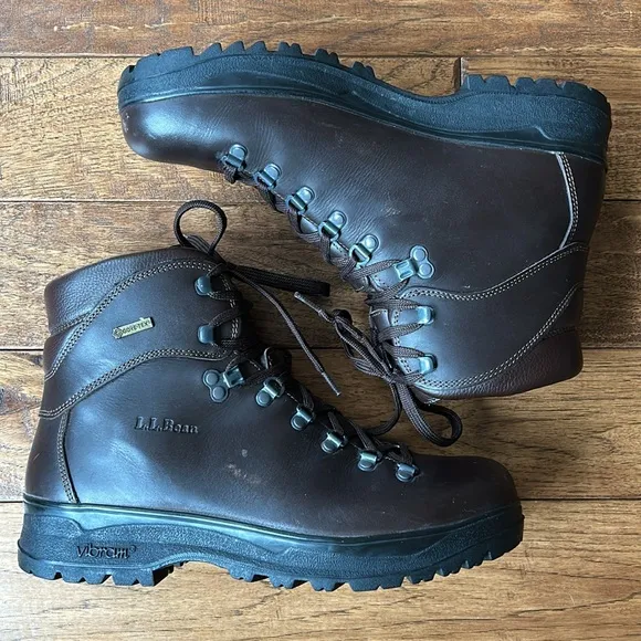 L.L. Bean Cresta GTX Waterproof Hiking Boots Brown Leather Mens Size 10 Wide