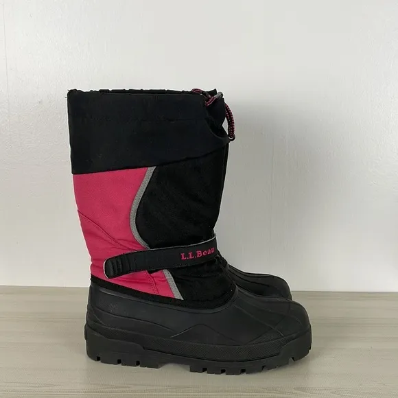 L.L. Bean Northwoods black pink girls all purpose winter boots Size 7