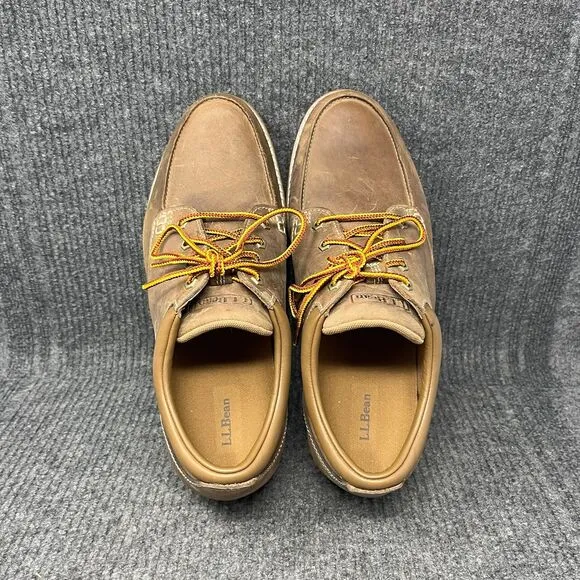 L.L. Bean Stonington Moc Toe Casual Oxford Shoes Brown Leather Mens 13 WIDE