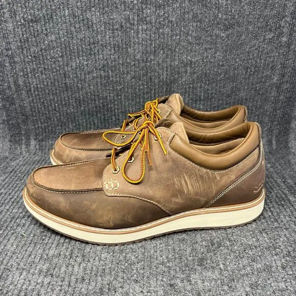 L.L. Bean Stonington Moc Toe Casual Oxford Shoes Brown Leather Mens 13 WIDE