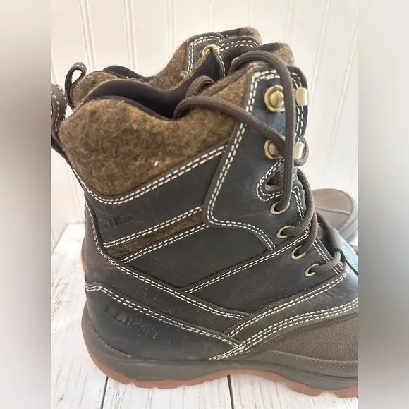 LL Bean Storm Chaser 4 Mens Brown Leather Waterproof Insulated Winter Boot size9