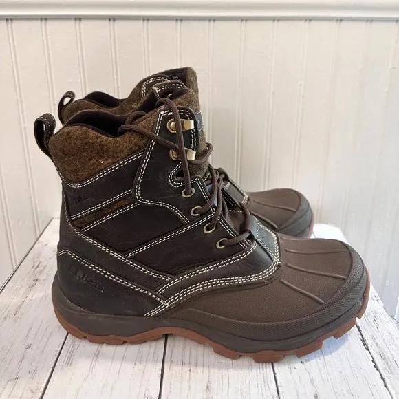 LL Bean Storm Chaser 4 Mens Brown Leather Waterproof Insulated Winter Boot size9