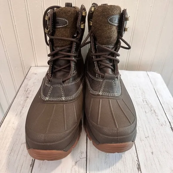 LL Bean Storm Chaser 4 Mens Brown Leather Waterproof Insulated Winter Boot size9