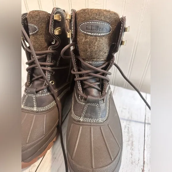 LL Bean Storm Chaser 4 Mens Brown Leather Waterproof Insulated Winter Boot size9