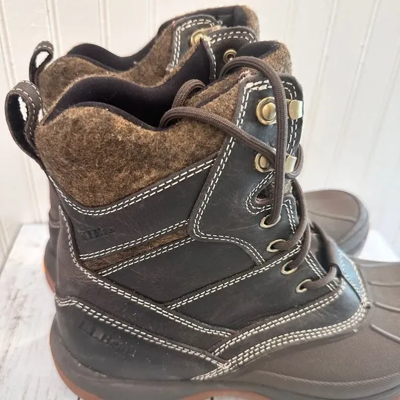 LL Bean Storm Chaser 4 Mens Brown Leather Waterproof Insulated Winter Boot size9