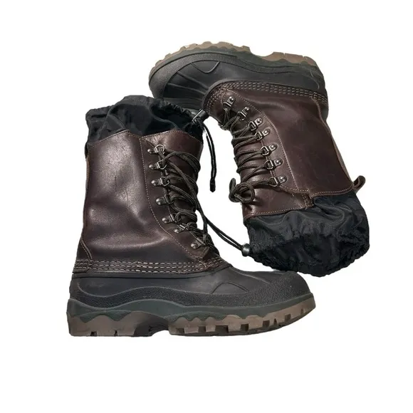LL Bean Winter Boots Size 8 Brown Leather Goretex Hunting Lace Up  7.5
