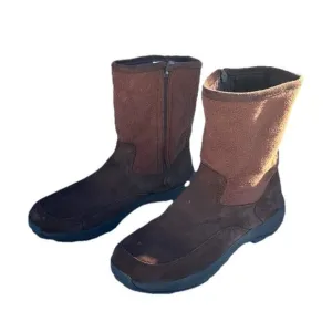 LL Bean Women's Suede Fleece Lined Zip Up Mid Calf Winter Boots Size 9.5M Brown