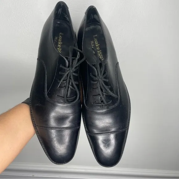 Loake 1880 Black Leather Lace Up Dress Shoes Made in England Mens 8.5