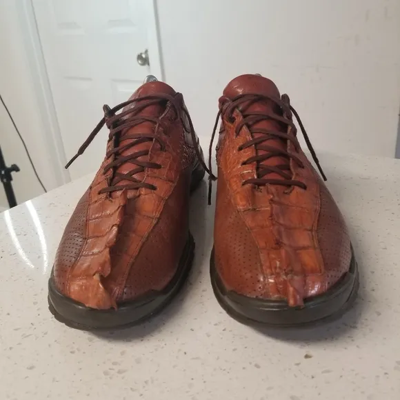 Los Altos Exotic Alligator Chestnut Dress Shoes Mens 9