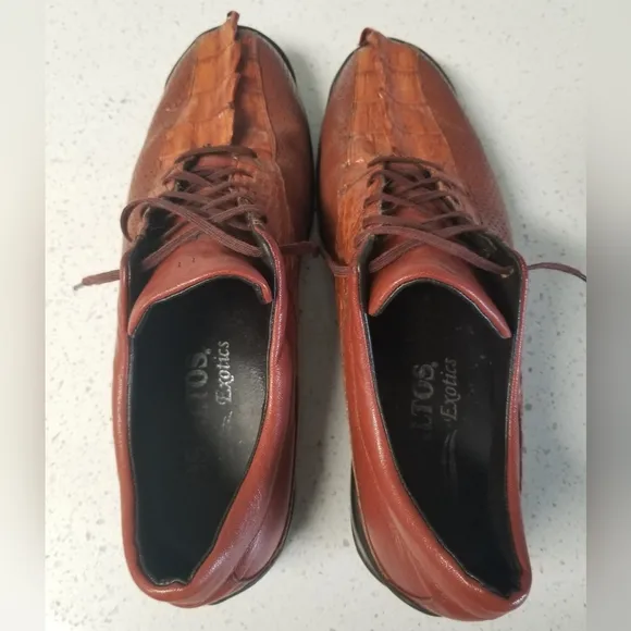Los Altos Exotic Alligator Chestnut Dress Shoes Mens 9