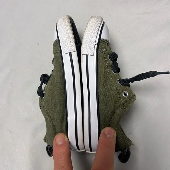 Lot of 2 Converse Sneakers Bundle Toddle Sz 8 Olive Green Black Leather High Top