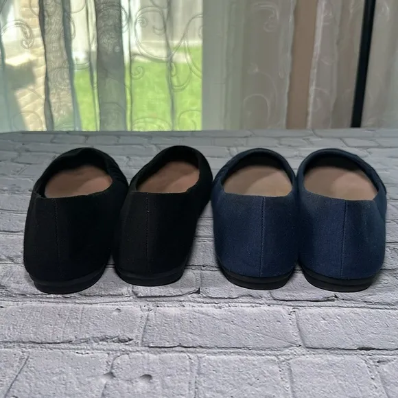Lot of 2 size 11 American Eagle Women's Bree Pleated Ballet Flat Shoes Blu Black