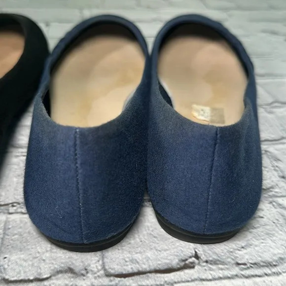 Lot of 2 size 11 American Eagle Women's Bree Pleated Ballet Flat Shoes Blu Black