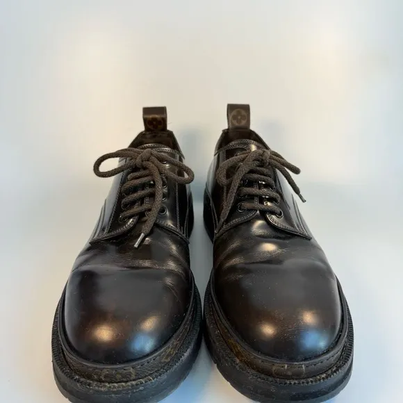 Louis Vuitton Derby Shoes in Black Leather | Original Price 1200 | Size 9 = 42