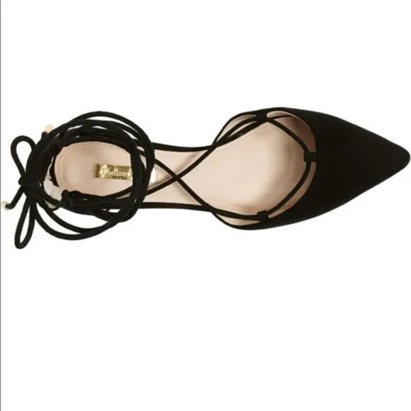 Louise et Cie ‘Abri’ Black Pointy Toe Ghillie Flat Lace-up Tie Sandals / Shoes 6
