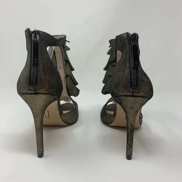 Louise et Cie Lo Mahalah Ruffle Metallic Heels Shoes Women Formal Size 10