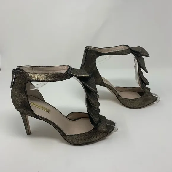 Louise et Cie Lo Mahalah Ruffle Metallic Heels Shoes Women Formal Size 10