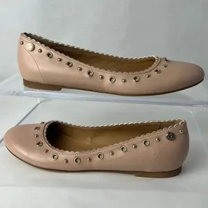 LOVE Moschino Rosa Studded Scalloped Ballet Flats Grommet Size 39 US 9