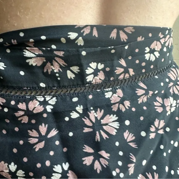 Love Sam for Anthropologie Floral Silk Wrap Midi Skirt sz L