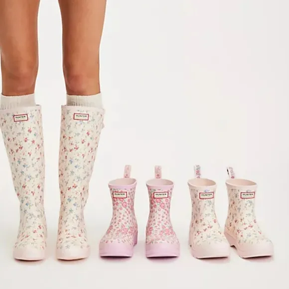 LoveShackFancy Pink Winter Rain Boots Floral Pattern