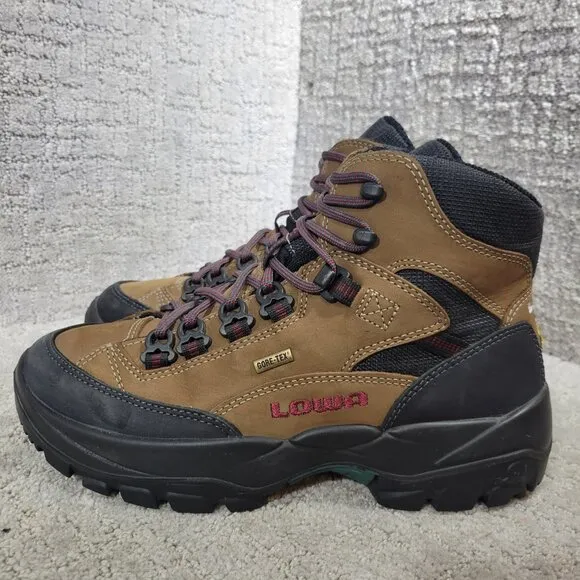 Lowa Gore-Tex Mid Women's Size 7.5 US Brown Leather Waterproof Hiking Boots 1244