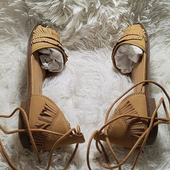LUCKY BRAND GELSO ANKLE TIE SANDALS SANDBOX NUBUCK LEATHER 6 NWB