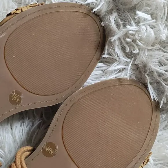 LUCKY BRAND GELSO ANKLE TIE SANDALS SANDBOX NUBUCK LEATHER 6 NWB